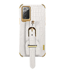 Samsung Galaxy Note 20 5G用ケース 高級感 手触り良いレザー柄 XD5 サムスン ホワイト