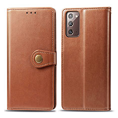 Samsung Galaxy Note 20 5G用手帳型 レザーケース スタンド カバー S05D サムスン ブラウン