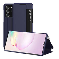 Samsung Galaxy Note 20 5G用手帳型 レザーケース スタンド カバー ZL2 サムスン ネイビー