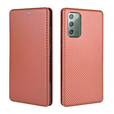 Samsung Galaxy Note 20 5G用手帳型 レザーケース スタンド カバー L04Z サムスン ブラウン
