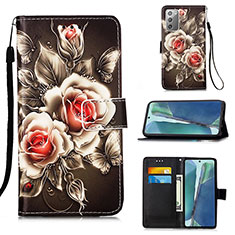 Samsung Galaxy Note 20 5G用手帳型 レザーケース スタンド パターン カバー Y02B サムスン ブラック
