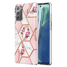 Samsung Galaxy Note 20 5G用シリコンケース ソフトタッチラバー バタフライ パターン カバー Y02B サムスン ピンク