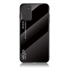 Samsung Galaxy Note 20 5G用ハイブリットバンパーケース プラスチック 鏡面 虹 グラデーション 勾配色 カバー LS1 サムスン ブラック