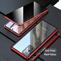 Samsung Galaxy Note 20 5G用ケース 高級感 手触り良い アルミメタル 製の金属製 360度 フルカバーバンパー 鏡面 カバー LK1 サムスン レッド