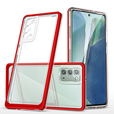 Samsung Galaxy Note 20 5G用ハイブリットバンパーケース クリア透明 プラスチック 鏡面 カバー MQ1 サムスン レッド