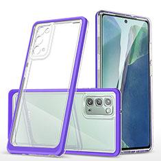 Samsung Galaxy Note 20 5G用ハイブリットバンパーケース クリア透明 プラスチック 鏡面 カバー MQ1 サムスン パープル