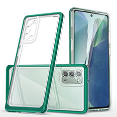 Samsung Galaxy Note 20 5G用ハイブリットバンパーケース クリア透明 プラスチック 鏡面 カバー MQ1 サムスン グリーン