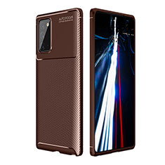 Samsung Galaxy Note 20 5G用シリコンケース ソフトタッチラバー ツイル カバー WL1 サムスン ブラウン