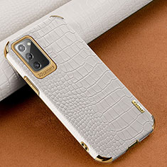 Samsung Galaxy Note 20 5G用ケース 高級感 手触り良いレザー柄 サムスン ホワイト