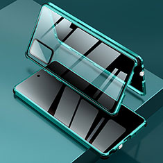 Samsung Galaxy Note 20 5G用ケース 高級感 手触り良い アルミメタル 製の金属製 360度 フルカバーバンパー 鏡面 カバー LK2 サムスン グリーン