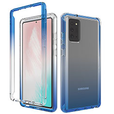 Samsung Galaxy Note 20 5G用前面と背面 360度 フルカバー 極薄ソフトケース シリコンケース 耐衝撃 全面保護 バンパー 勾配色 透明 サムスン ネイビー