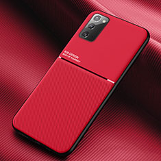 Samsung Galaxy Note 20 5G用極薄ソフトケース シリコンケース 耐衝撃 全面保護 マグネット式 バンパー サムスン レッド