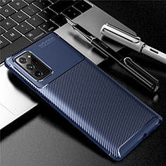 Samsung Galaxy Note 20 Ultra 5G用シリコンケース ソフトタッチラバー ツイル カバー サムスン ネイビー