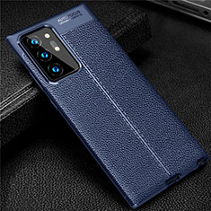 Samsung Galaxy Note 20 Ultra 5G用シリコンケース ソフトタッチラバー レザー柄 カバー S01 サムスン ネイビー