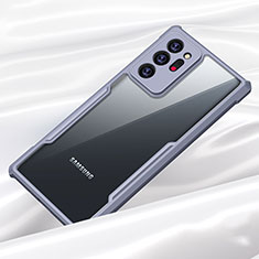 Samsung Galaxy Note 20 Ultra 5G用ハイブリットバンパーケース クリア透明 プラスチック 鏡面 カバー M01 サムスン ラベンダーグレー