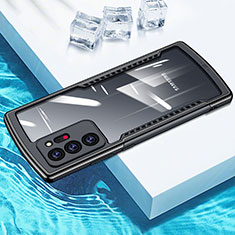 Samsung Galaxy Note 20 Ultra 5G用ハイブリットバンパーケース クリア透明 プラスチック 鏡面 カバー M04 サムスン ブラック
