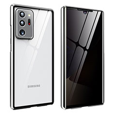 Samsung Galaxy Note 20 Ultra 5G用ケース 高級感 手触り良い アルミメタル 製の金属製 360度 フルカバーバンパー 鏡面 カバー サムスン シルバー