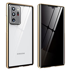 Samsung Galaxy Note 20 Ultra 5G用ケース 高級感 手触り良い アルミメタル 製の金属製 360度 フルカバーバンパー 鏡面 カバー サムスン ゴールド