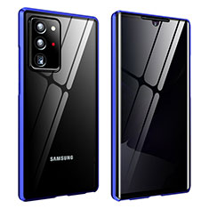 Samsung Galaxy Note 20 Ultra 5G用ケース 高級感 手触り良い アルミメタル 製の金属製 360度 フルカバーバンパー 鏡面 カバー サムスン ネイビー