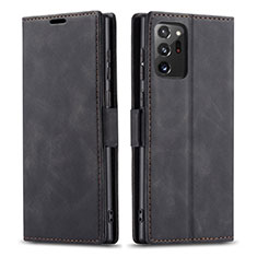 Samsung Galaxy Note 20 Ultra 5G用手帳型 レザーケース スタンド カバー T01 サムスン ブラック