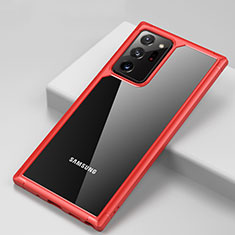 Samsung Galaxy Note 20 Ultra 5G用ハイブリットバンパーケース クリア透明 プラスチック 鏡面 カバー H02 サムスン レッド