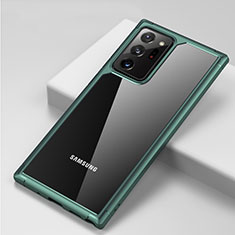 Samsung Galaxy Note 20 Ultra 5G用ハイブリットバンパーケース クリア透明 プラスチック 鏡面 カバー H02 サムスン グリーン