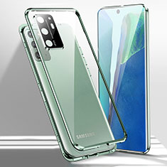 Samsung Galaxy Note 20 Ultra 5G用ケース 高級感 手触り良い アルミメタル 製の金属製 360度 フルカバーバンパー 鏡面 カバー T02 サムスン グリーン