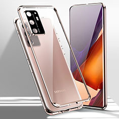 Samsung Galaxy Note 20 Ultra 5G用ケース 高級感 手触り良い アルミメタル 製の金属製 360度 フルカバーバンパー 鏡面 カバー T02 サムスン ブロンズ