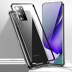 Samsung Galaxy Note 20 Ultra 5G用ケース 高級感 手触り良い アルミメタル 製の金属製 360度 フルカバーバンパー 鏡面 カバー T02 サムスン ブラック