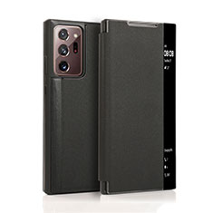 Samsung Galaxy Note 20 Ultra 5G用手帳型 レザーケース スタンド カバー N01 サムスン ブラック