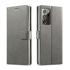 Samsung Galaxy Note 20 Ultra 5G用手帳型 レザーケース スタンド カバー N08 サムスン グレー