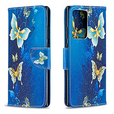 Samsung Galaxy Note 20 Ultra 5G用手帳型 レザーケース スタンド パターン カバー B03F サムスン ブルー