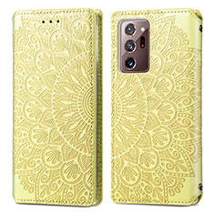 Samsung Galaxy Note 20 Ultra 5G用手帳型 レザーケース スタンド パターン カバー S01D サムスン ゴールド