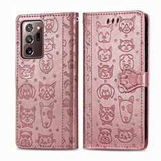 Samsung Galaxy Note 20 Ultra 5G用手帳型 レザーケース スタンド パターン カバー S03D サムスン ピンク