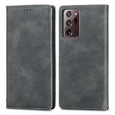 Samsung Galaxy Note 20 Ultra 5G用手帳型 レザーケース スタンド カバー S04D サムスン グレー