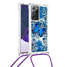 Samsung Galaxy Note 20 Ultra 5G用シリコンケース ソフトタッチラバー ブリンブリン カバー 携帯ストラップ S02 サムスン ネイビー