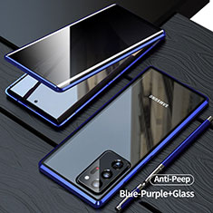 Samsung Galaxy Note 20 Ultra 5G用ケース 高級感 手触り良い アルミメタル 製の金属製 360度 フルカバーバンパー 鏡面 カバー LK1 サムスン ネイビー