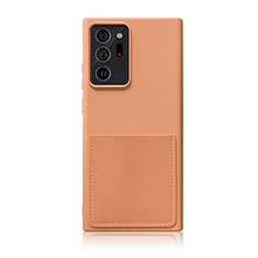 Samsung Galaxy Note 20 Ultra 5G用360度 フルカバー極薄ソフトケース シリコンケース 耐衝撃 全面保護 バンパー MJ1 サムスン オレンジ