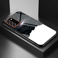Samsung Galaxy Note 20 Ultra 5G用ハイブリットバンパーケース プラスチック パターン 鏡面 カバー LS1 サムスン ブラック