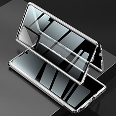 Samsung Galaxy Note 20 Ultra 5G用ケース 高級感 手触り良い アルミメタル 製の金属製 360度 フルカバーバンパー 鏡面 カバー LK2 サムスン シルバー