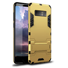 Samsung Galaxy Note 8用ハイブリットバンパーケース スタンド プラスチック 兼シリコーン カバー サムスン ゴールド