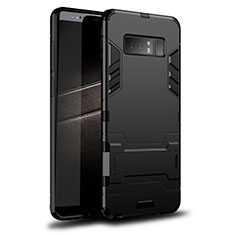 Samsung Galaxy Note 8用ハイブリットバンパーケース スタンド プラスチック 兼シリコーン カバー サムスン ブラック