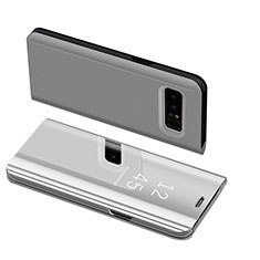 Samsung Galaxy Note 8用手帳型 レザーケース スタンド カバー S01 サムスン シルバー