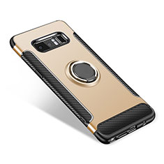 Samsung Galaxy Note 8用ハイブリットバンパーケース プラスチック アンド指輪 兼シリコーン カバー サムスン ゴールド