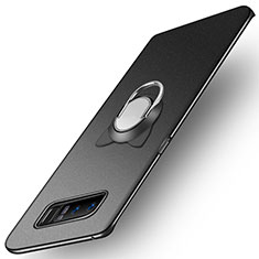 Samsung Galaxy Note 8用ハードケース プラスチック 質感もマット アンド指輪 A02 サムスン ブラック
