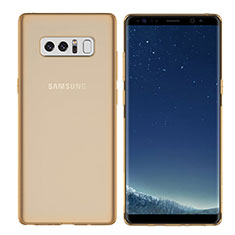 Samsung Galaxy Note 8用極薄ソフトケース シリコンケース 耐衝撃 全面保護 クリア透明 H01 サムスン ゴールド