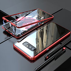 Samsung Galaxy Note 8用ケース 高級感 手触り良い アルミメタル 製の金属製 360度 フルカバーバンパー 鏡面 カバー サムスン レッド