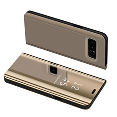Samsung Galaxy Note 8 Duos N950F用手帳型 レザーケース スタンド カバー S01 サムスン ゴールド