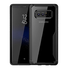 Samsung Galaxy Note 8 Duos N950F用ハイブリットバンパーケース クリア透明 プラスチック 鏡面 カバー サムスン ブラック