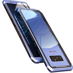 Samsung Galaxy Note 8 Duos N950F用ケース 高級感 手触り良い アルミメタル 製の金属製 360度 フルカバーバンパー 鏡面 カバー M01 サムスン ネイビー